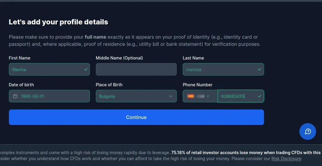 Account Information Input